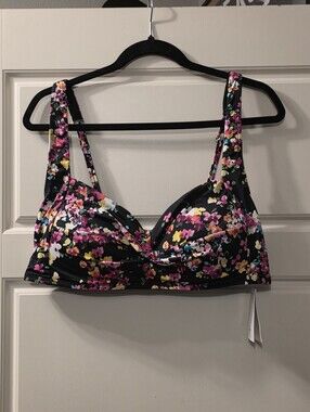 Land's End Floral Bikini Swim Top Size 18